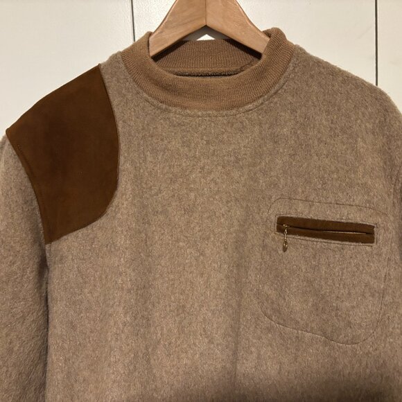 Vintage Gokey’s Suede Shoulder patch brown wool sweater - Medium/ Large - Picture 2 of 14